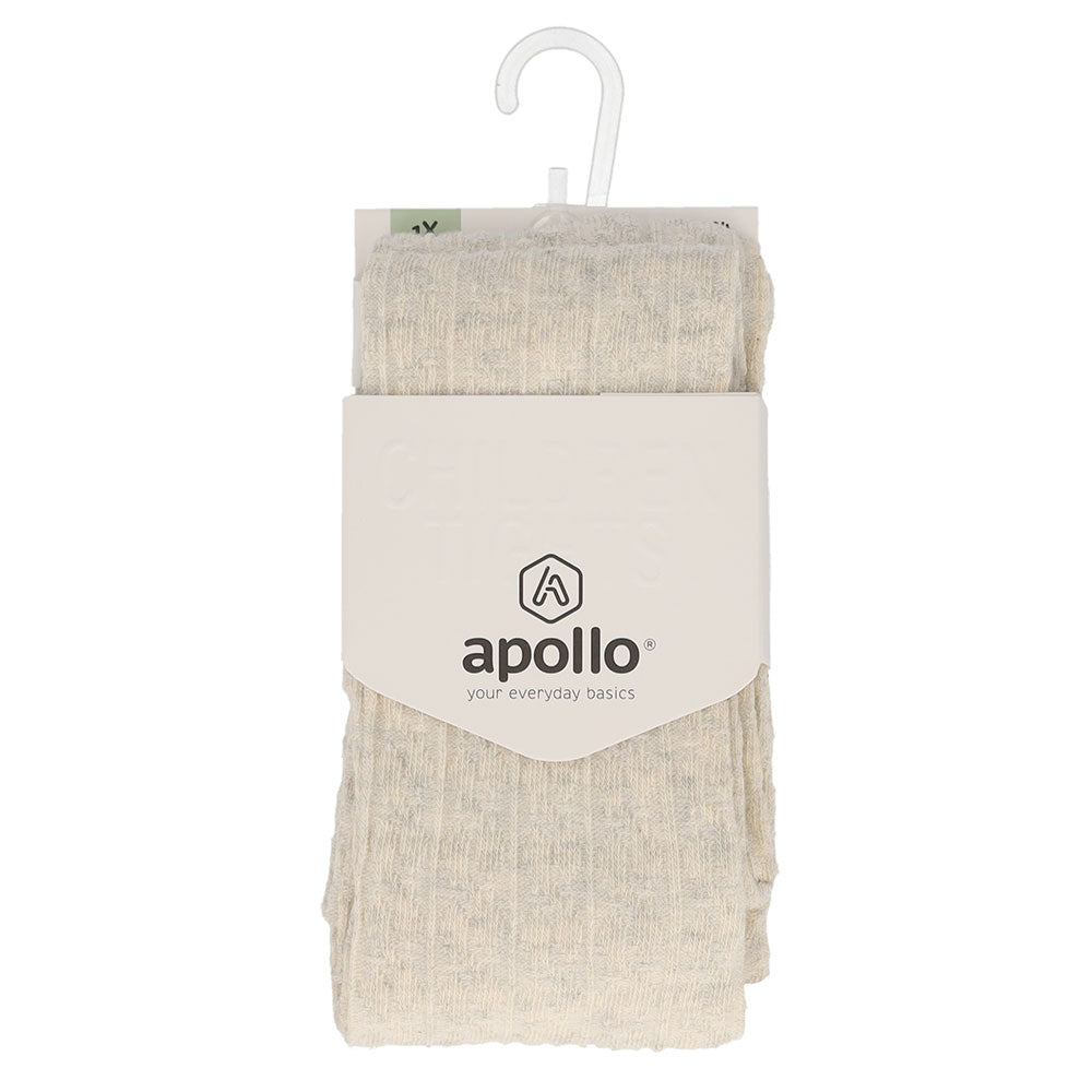 🧦 Apollo – Kinderkousenbroek Rib Off White (Bio Katoen) 🤍