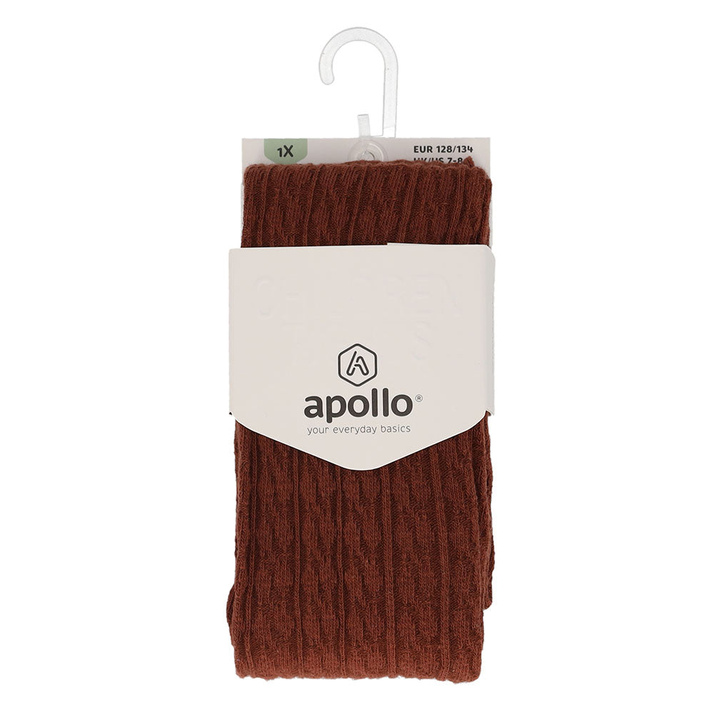 🧡 Apollo – Kinderkousenbroek Rib Cognac (Bio Katoen) 🍂