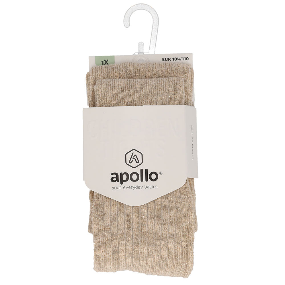 ✨ Apollo – Kinderkousenbroek Rib Beige Glitter (Bio Katoen) 🌟