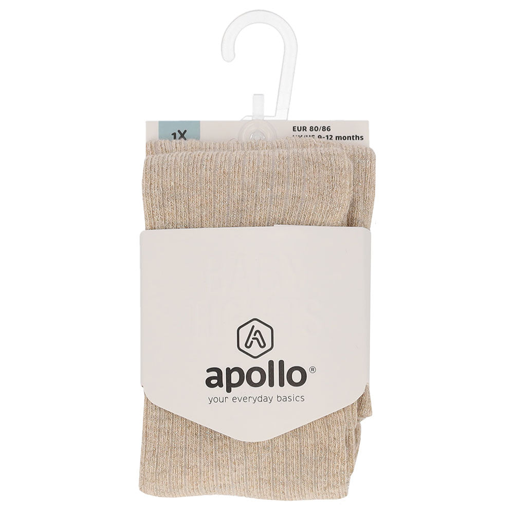 ✨ Apollo – Babykousenbroek Rib Beige Glitter (Bio Katoen) 🌟