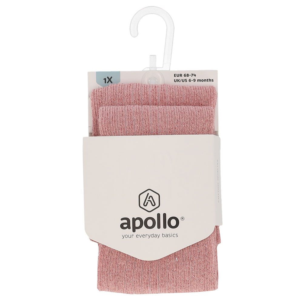 🌸 Apollo – Babykousenbroek Rib Oudroze Glitter (Bio Katoen) ✨