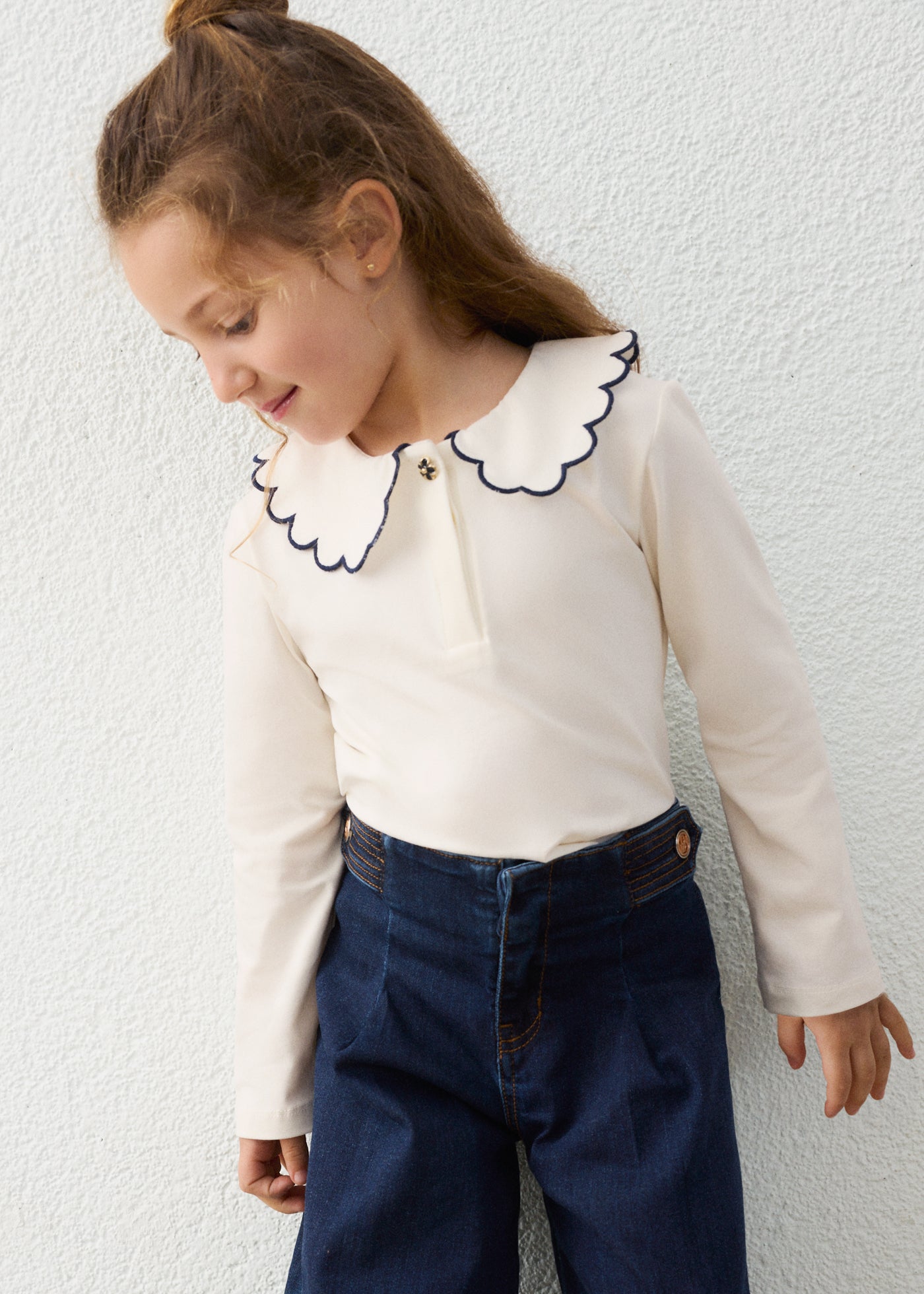 🤍 Mayoral longsleeve met sierkraag – Tijdloze elegantie voor meisjes
