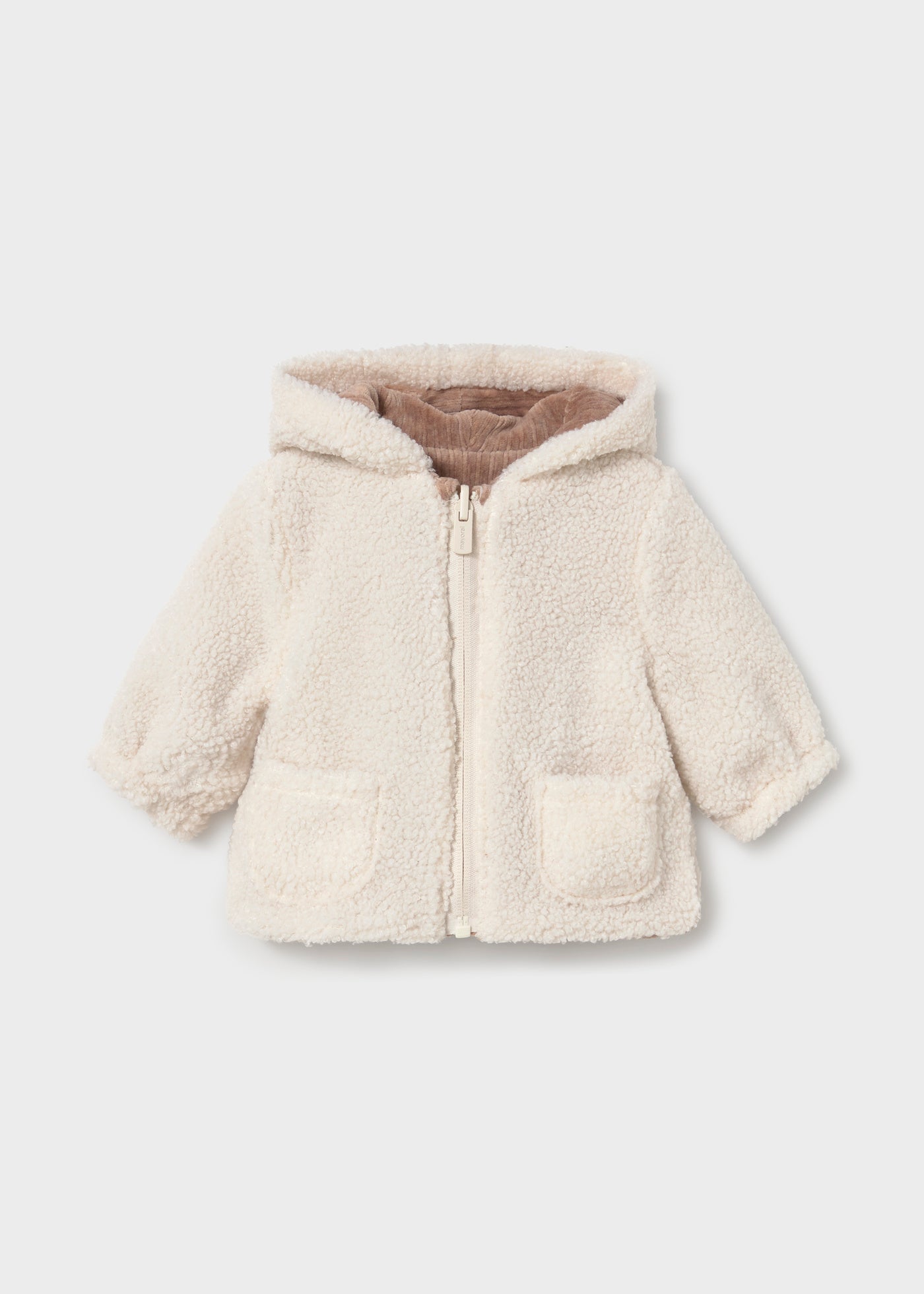 🤎 Mayoral omkeerbaar teddyjasje met ribfluweel – Twee warme looks in één