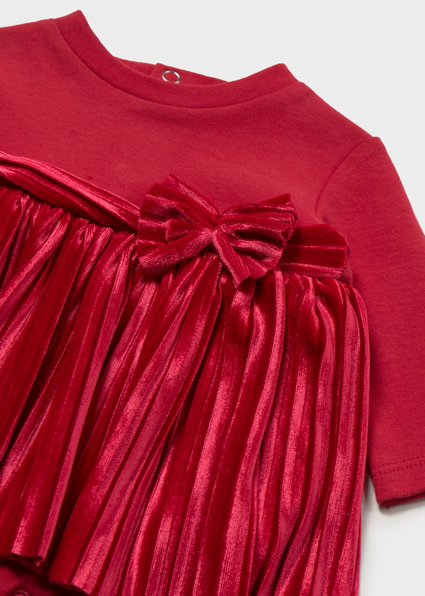 🌟 Mayoral feestelijke babyjurk met glanzende plissérok – Bordeaux