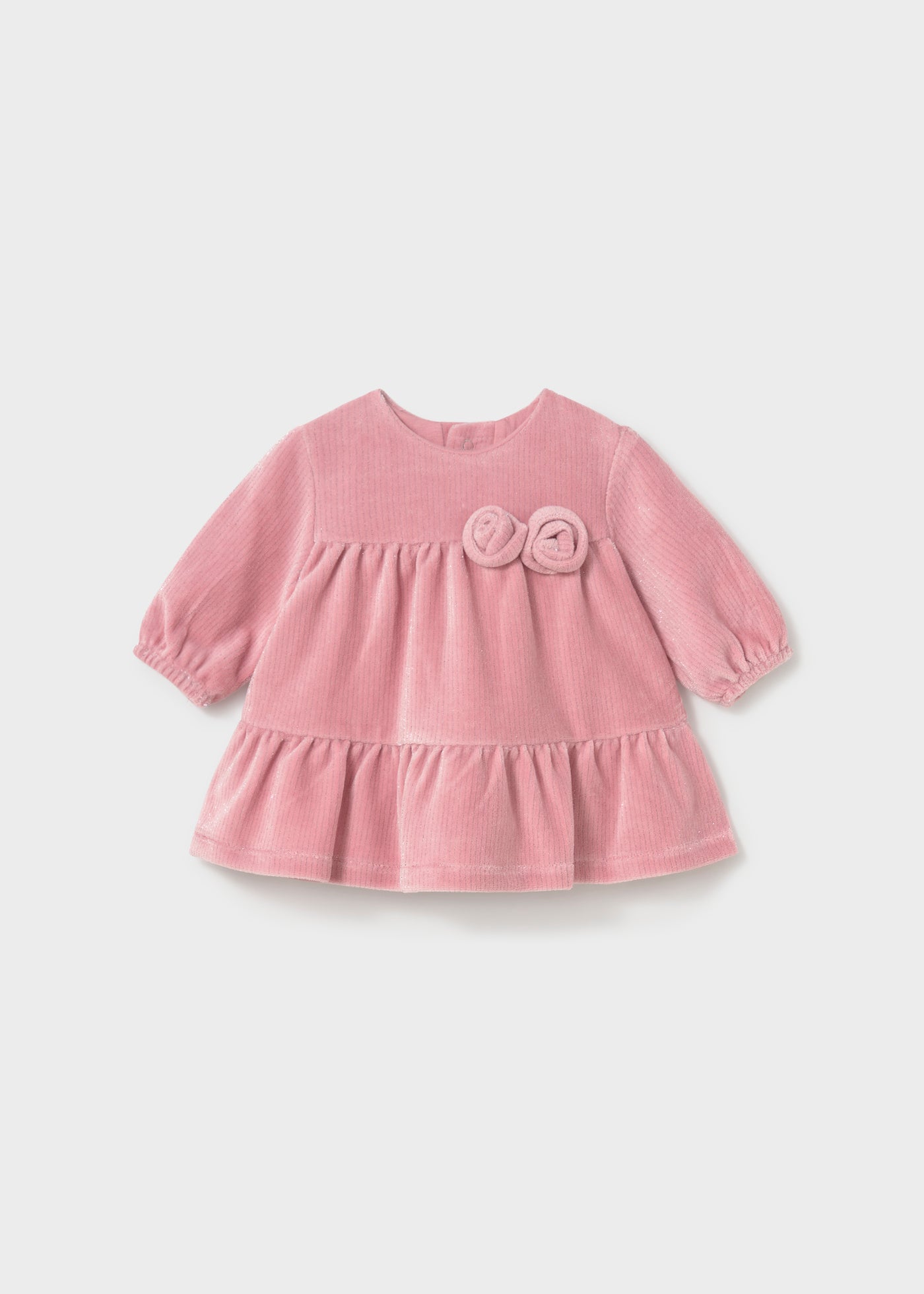 🌸 Mayoral fluwelen babyjurkje met subtiele glitter – Zachtroze