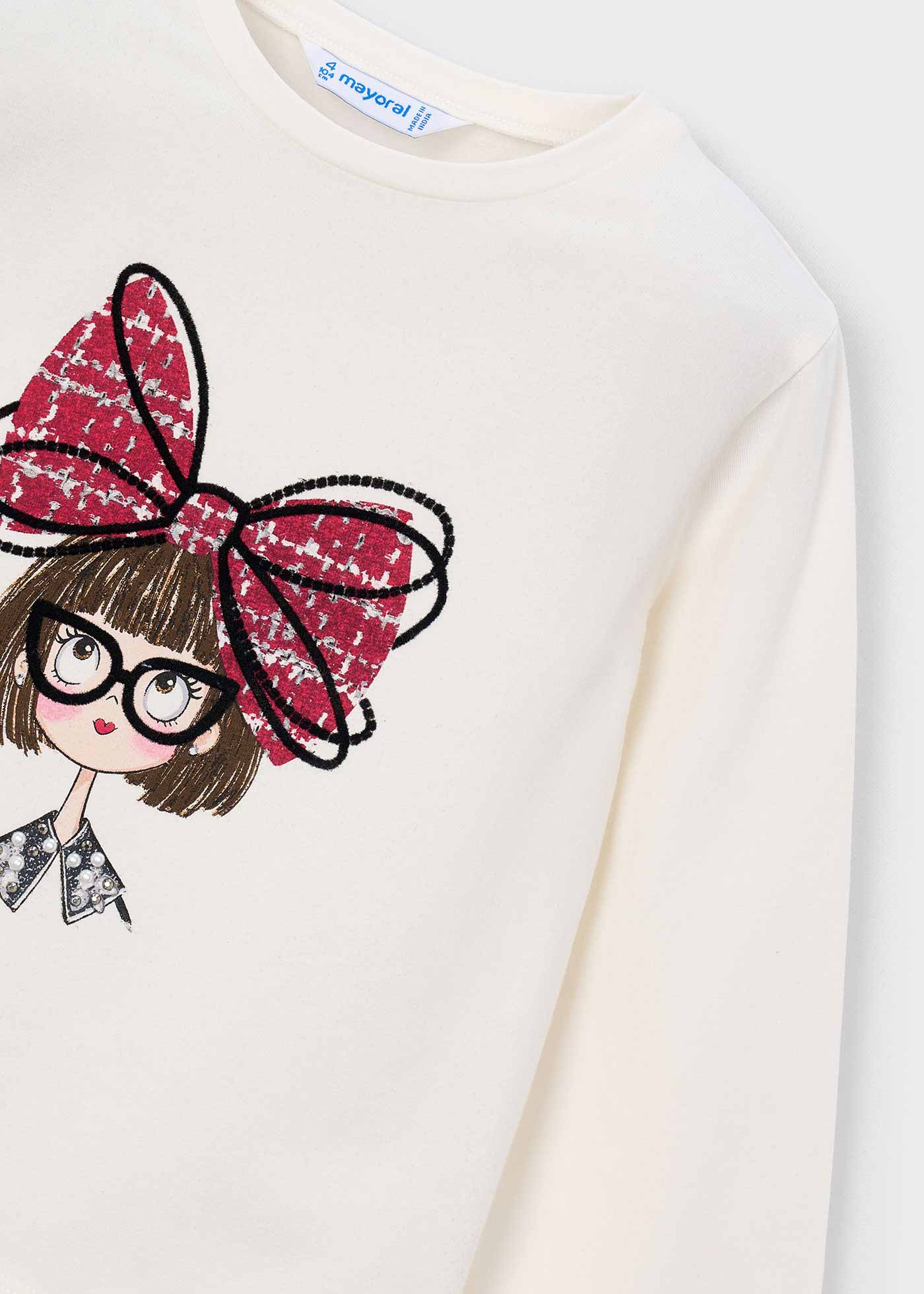 🎀 Mayoral longsleeve "Pretty Bow" – Crème