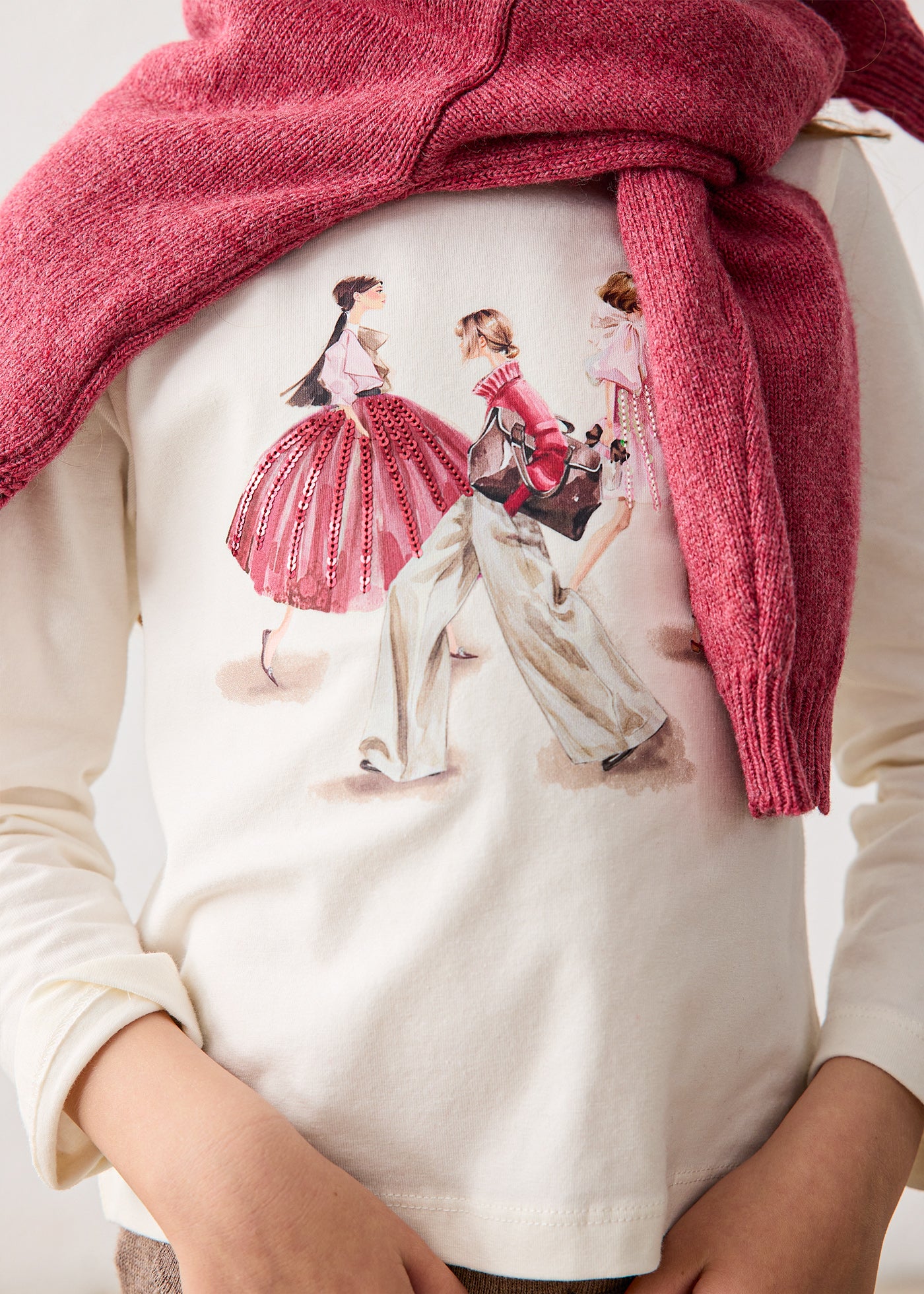 👗 Mayoral longsleeve "Fashion Girls" – Crème