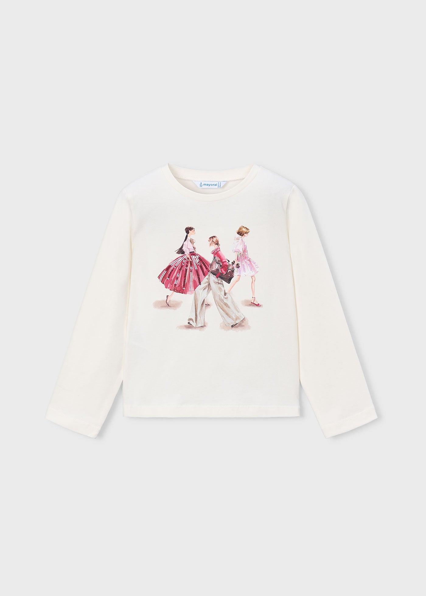 👗 Mayoral longsleeve "Fashion Girls" – Crème