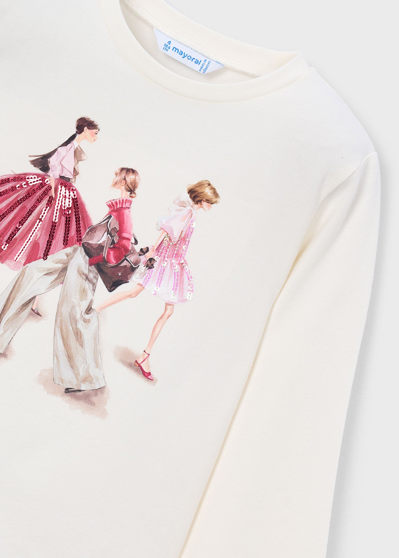 👗 Mayoral longsleeve "Fashion Girls" – Crème