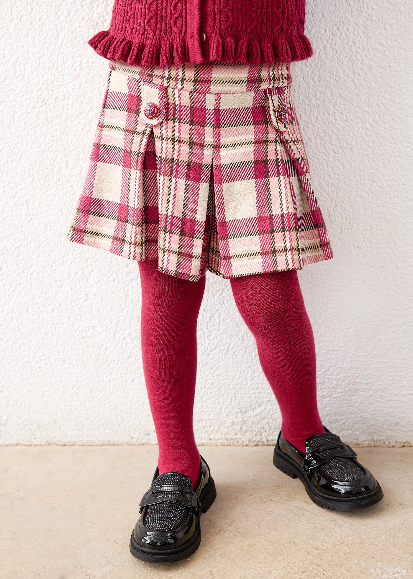 💖 Mayoral geruite skort "Berry Chic" – Roze
