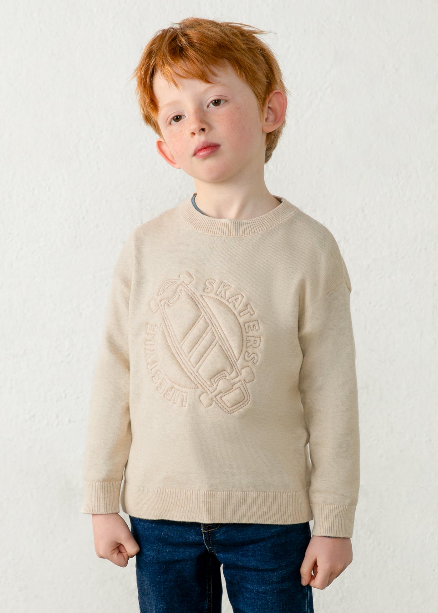 🛹 Mayoral gebreide trui "Skaters Lifestyle" – Zandbeige