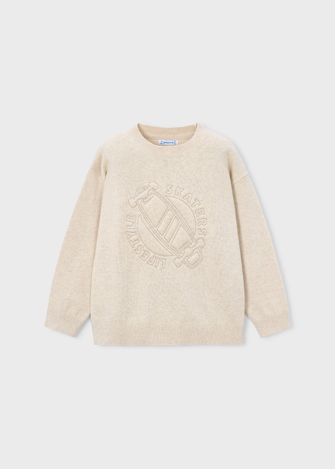 🛹 Mayoral gebreide trui "Skaters Lifestyle" – Zandbeige