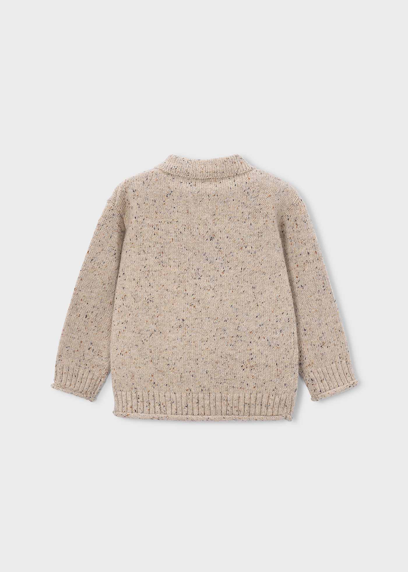 🍂 Mayoral gebreide polo trui met gemêleerd effect – Zandbeige