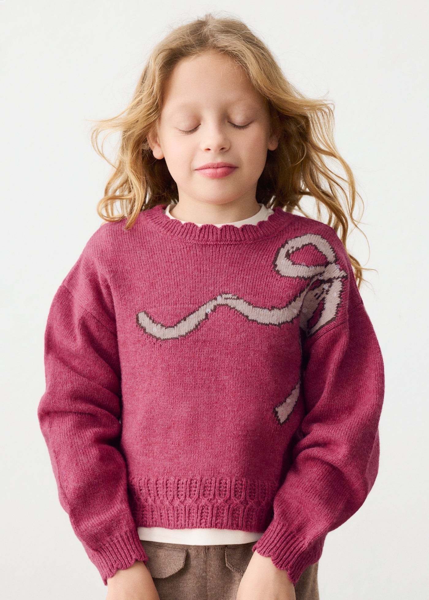 🎀 Mayoral gebreide meisjestrui met strikdetail