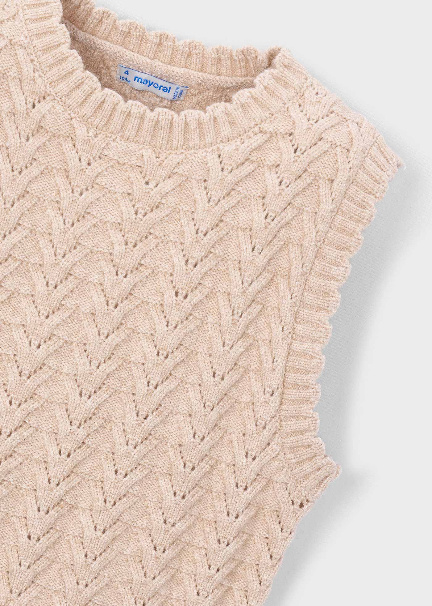 🤍 Mayoral kabelgebreide meisjes spencer in zacht beige