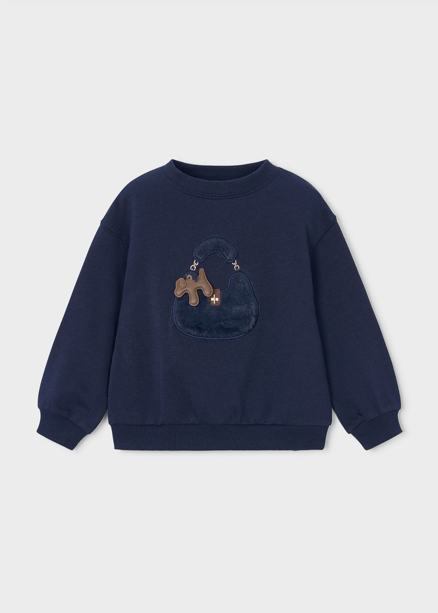 👜 Mayoral sweater met teddy handtas-applicatie – Donkerblauw