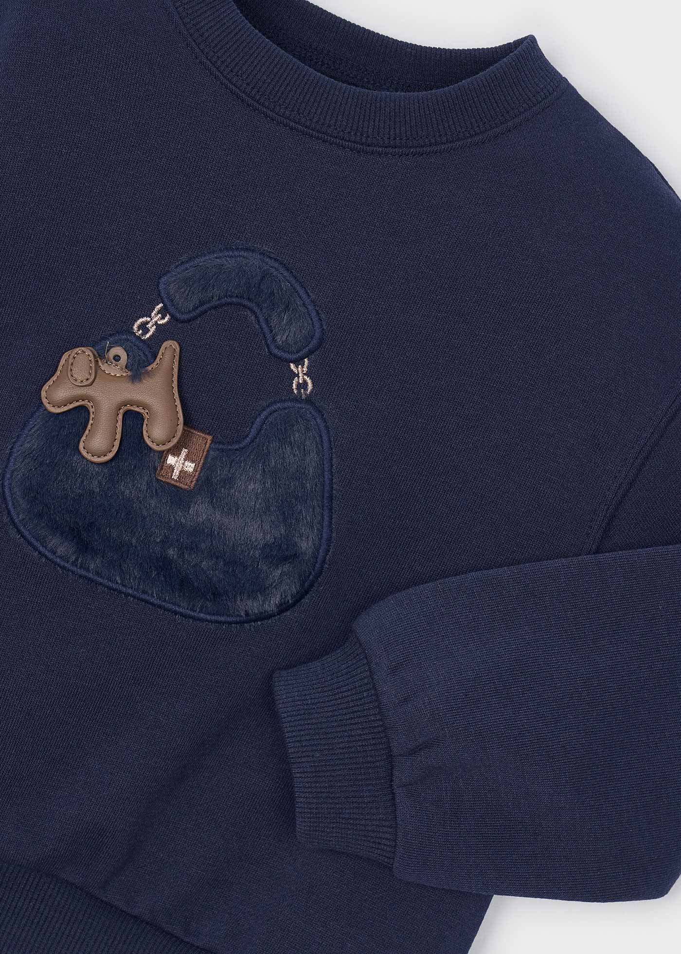 👜 Mayoral sweater met teddy handtas-applicatie – Donkerblauw