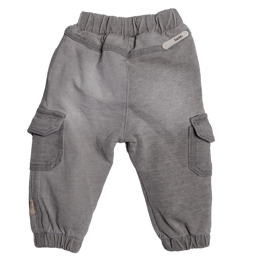 Stoere grijze stonewashed pocketbroek van BESS