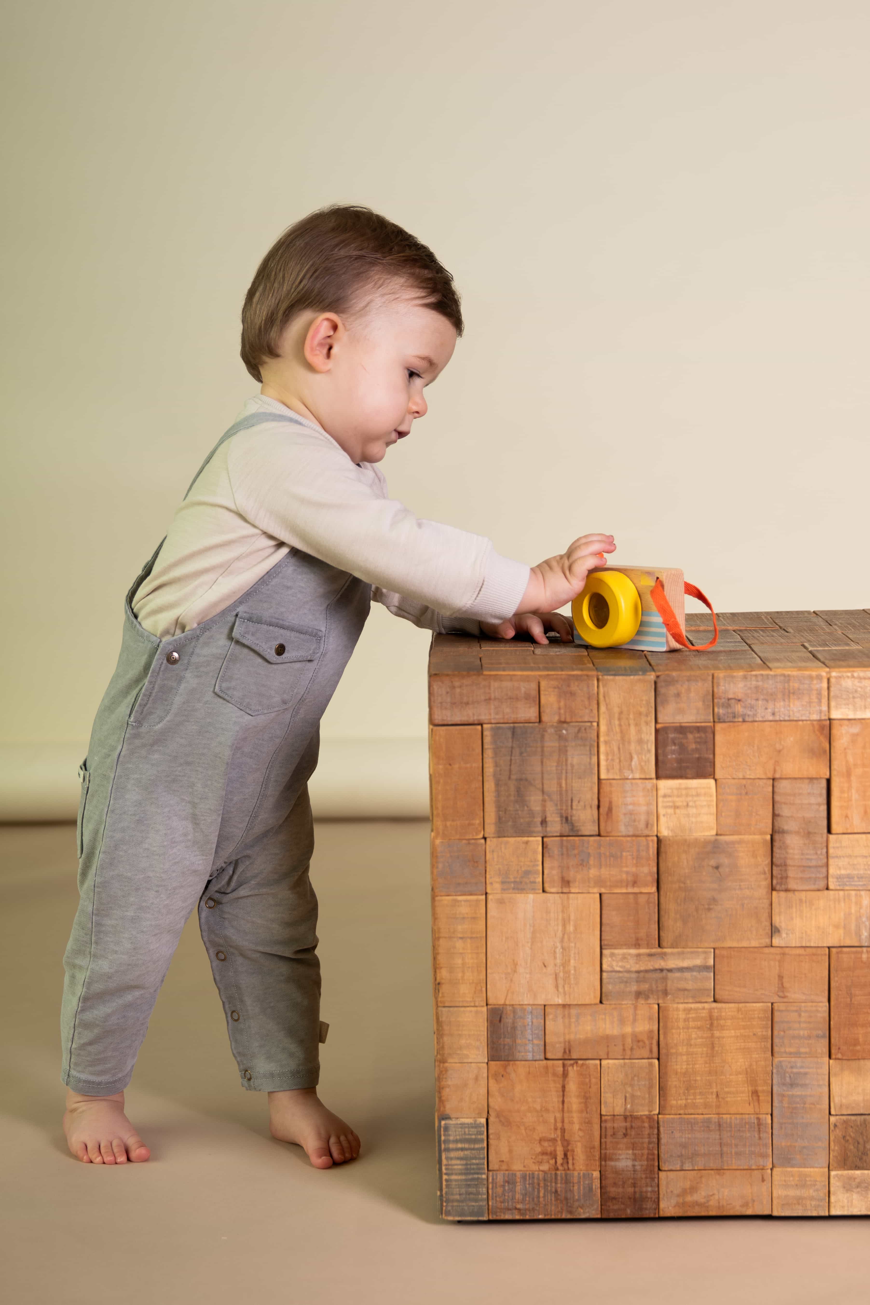 Grijze stonewashed salopette