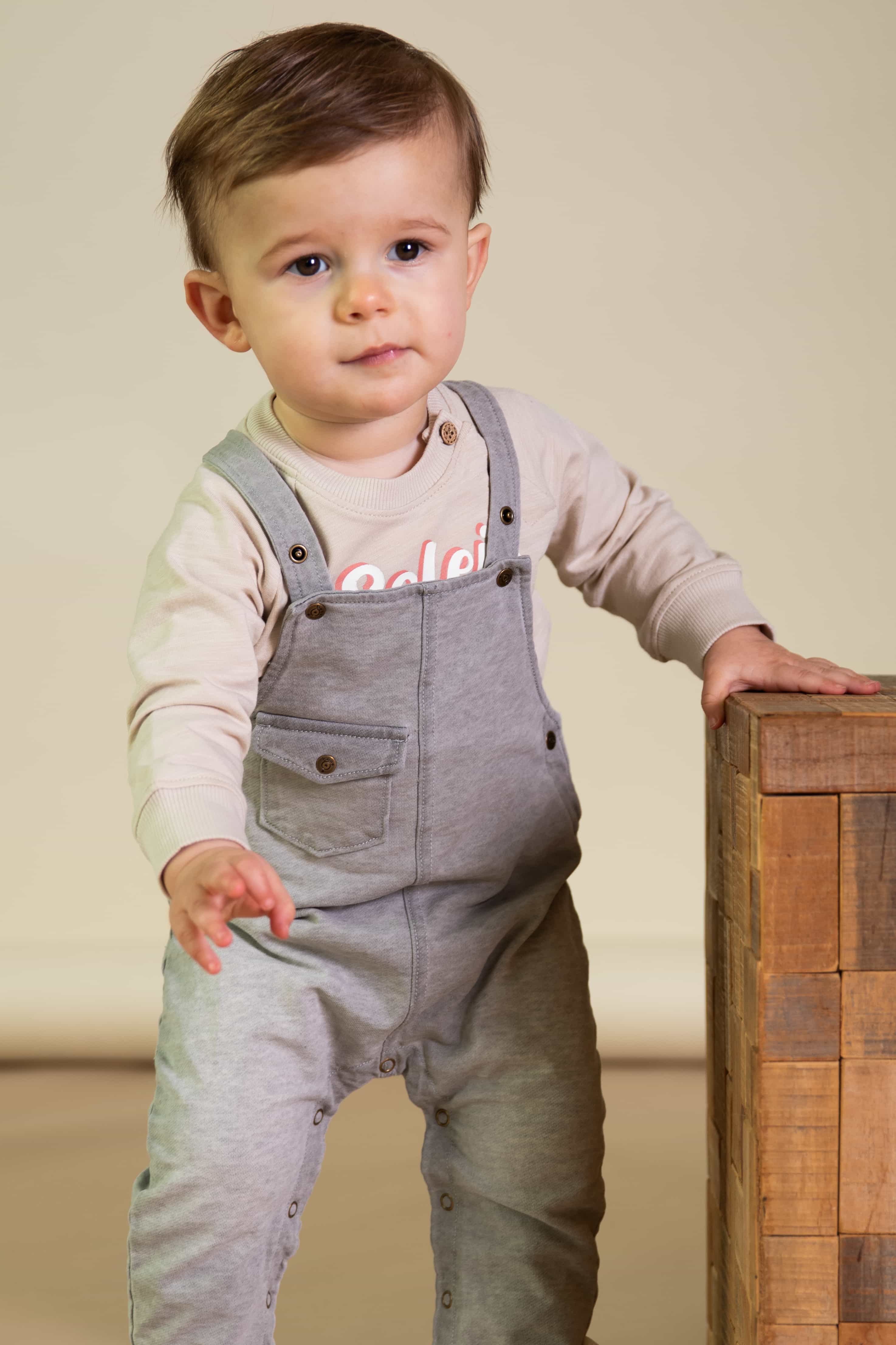 Grijze stonewashed salopette