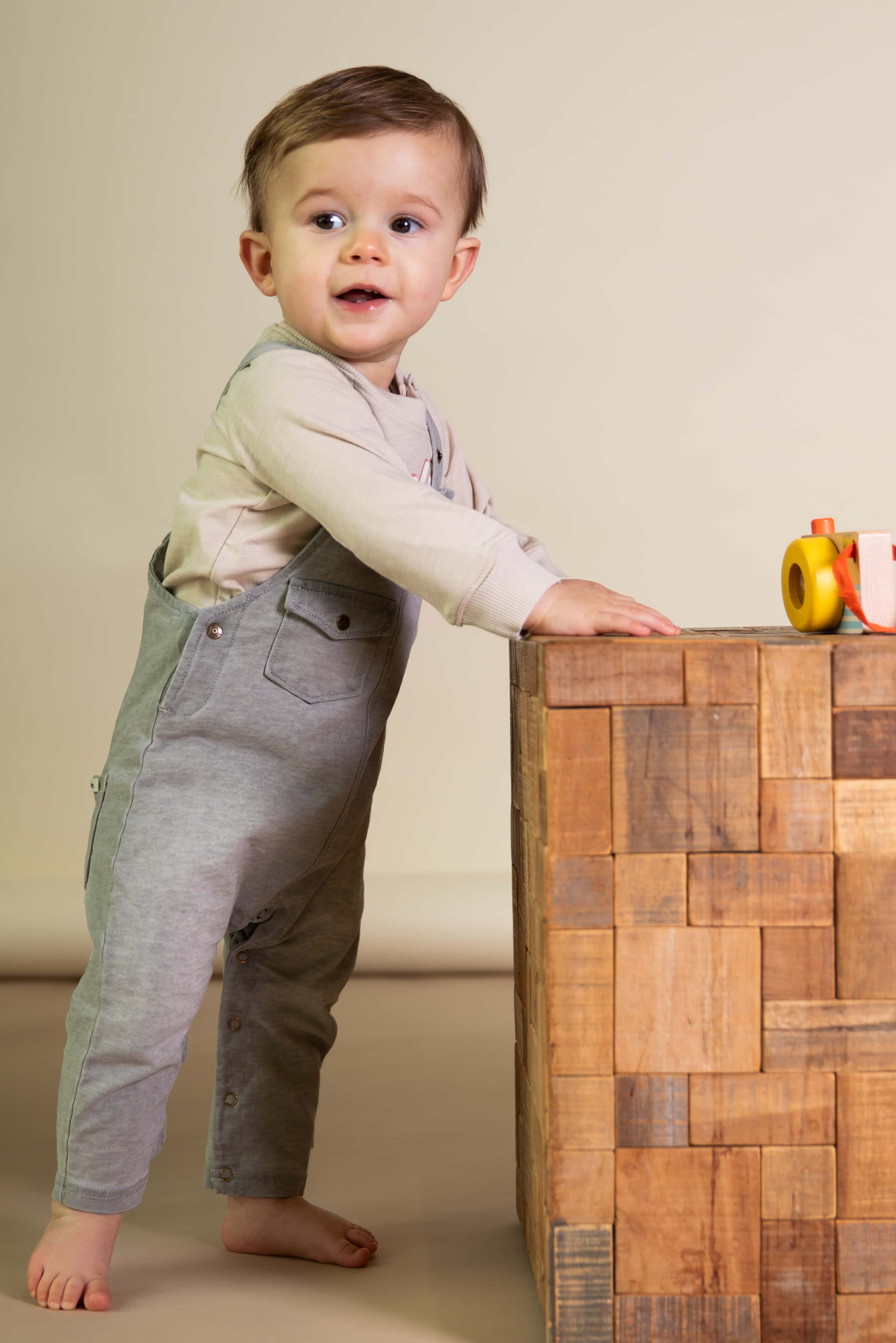 Grijze stonewashed salopette