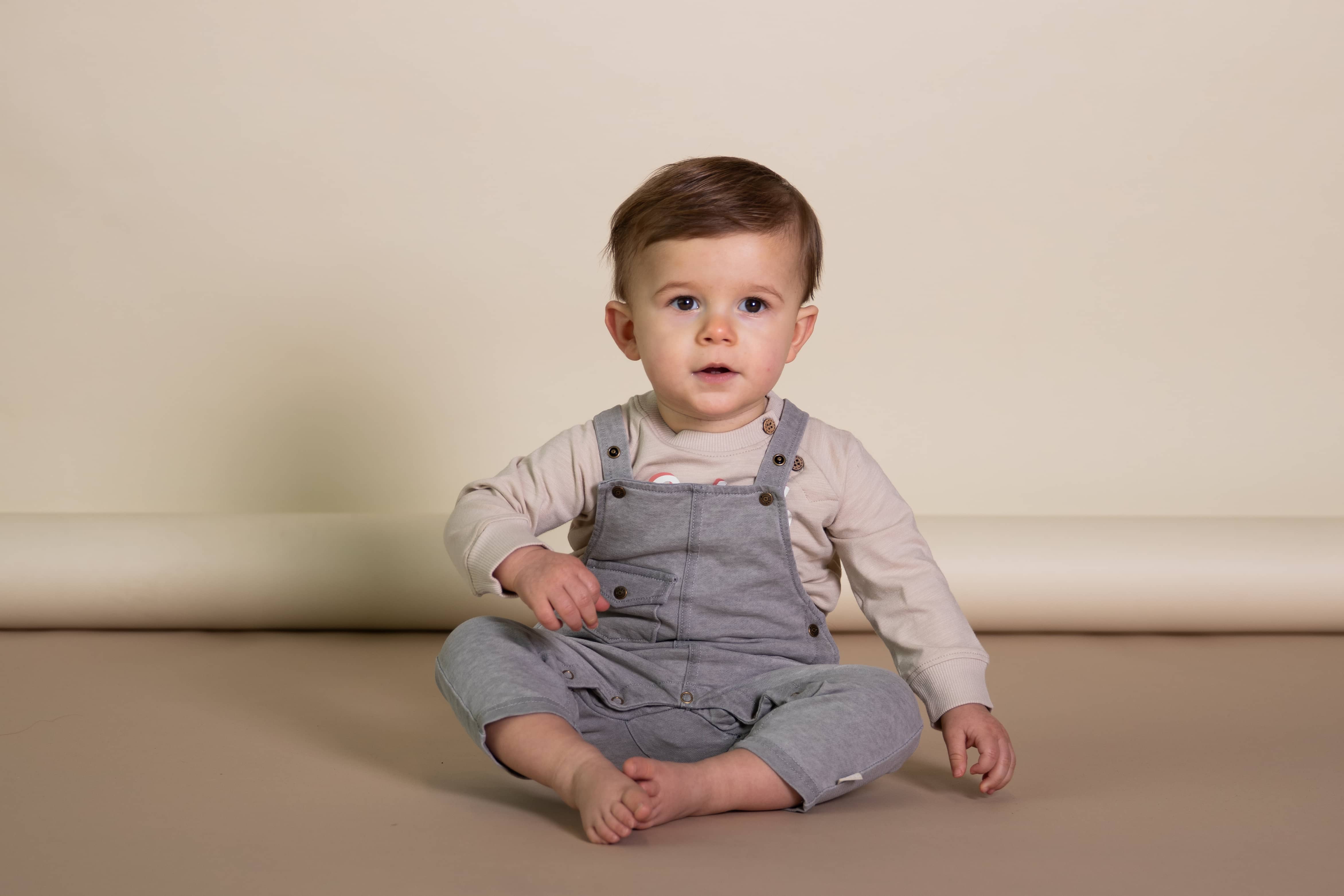 Grijze stonewashed salopette