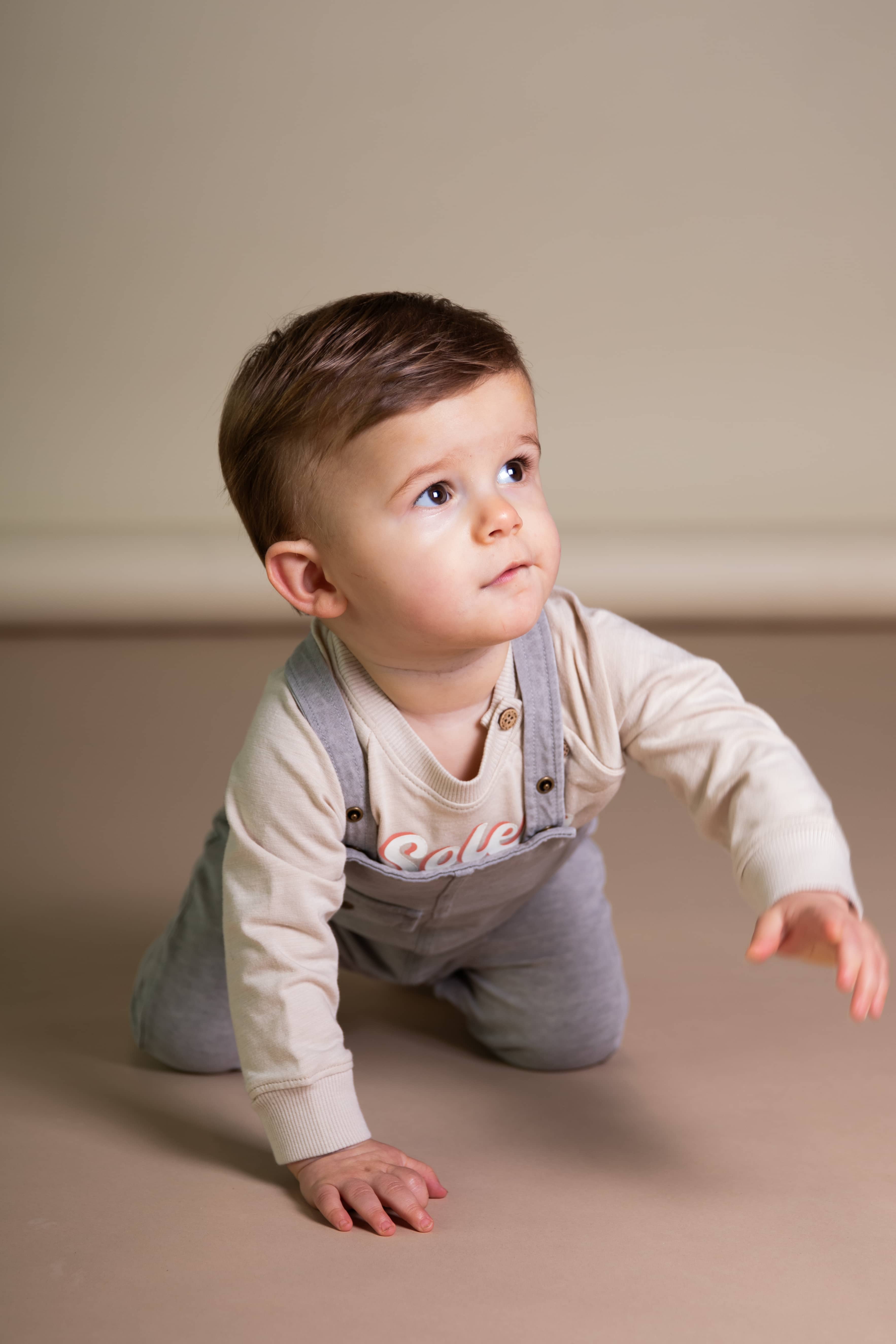 Grijze stonewashed salopette