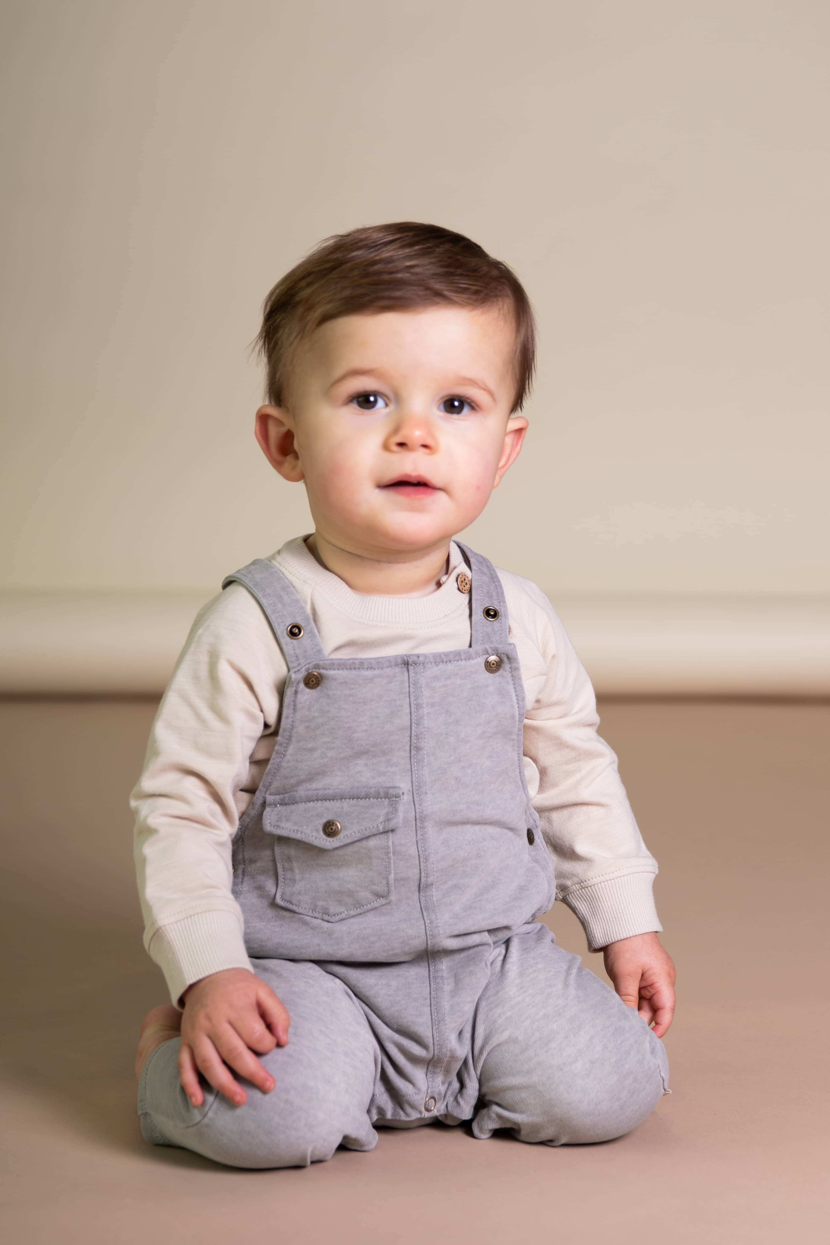 Grijze stonewashed salopette