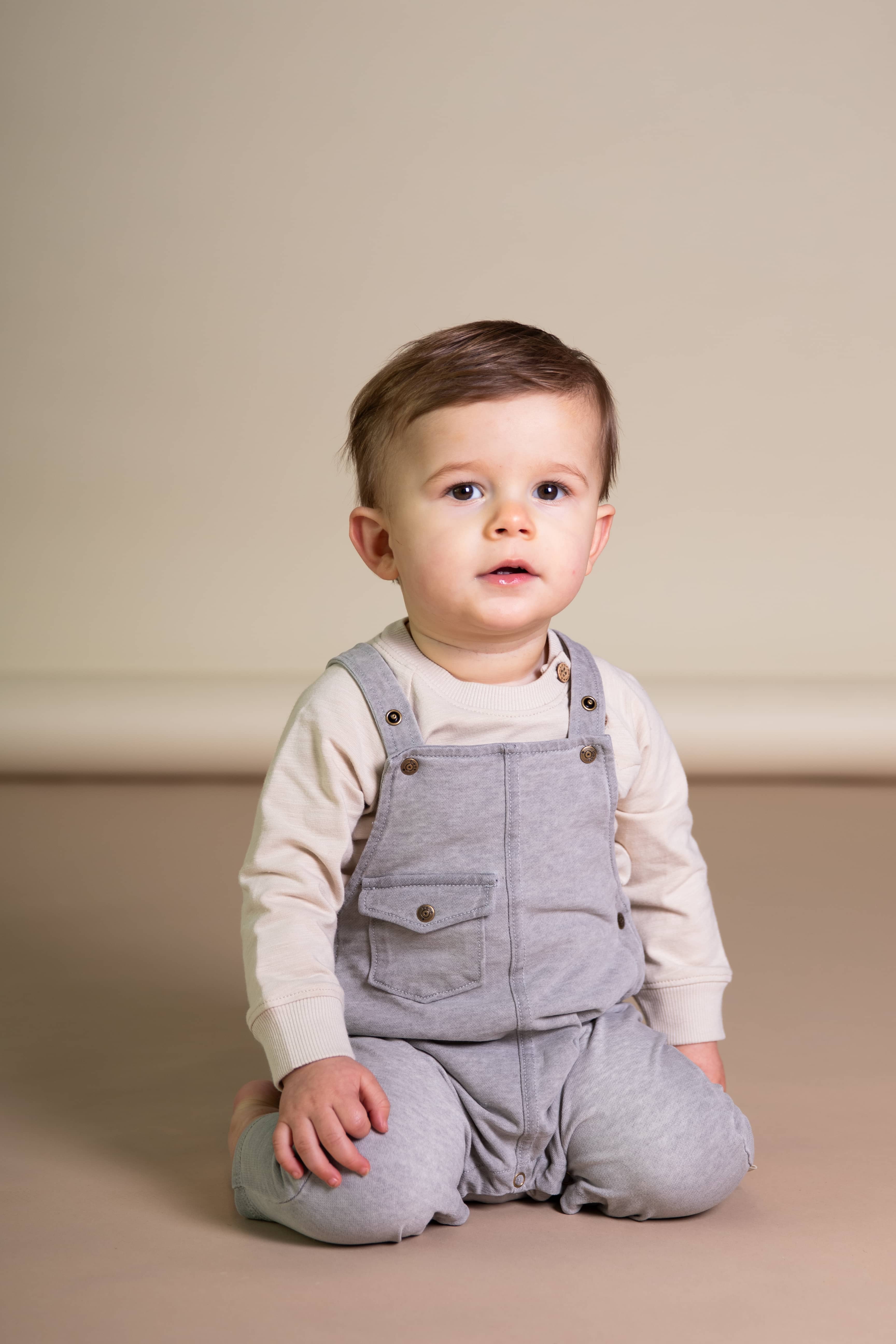 Grijze stonewashed salopette