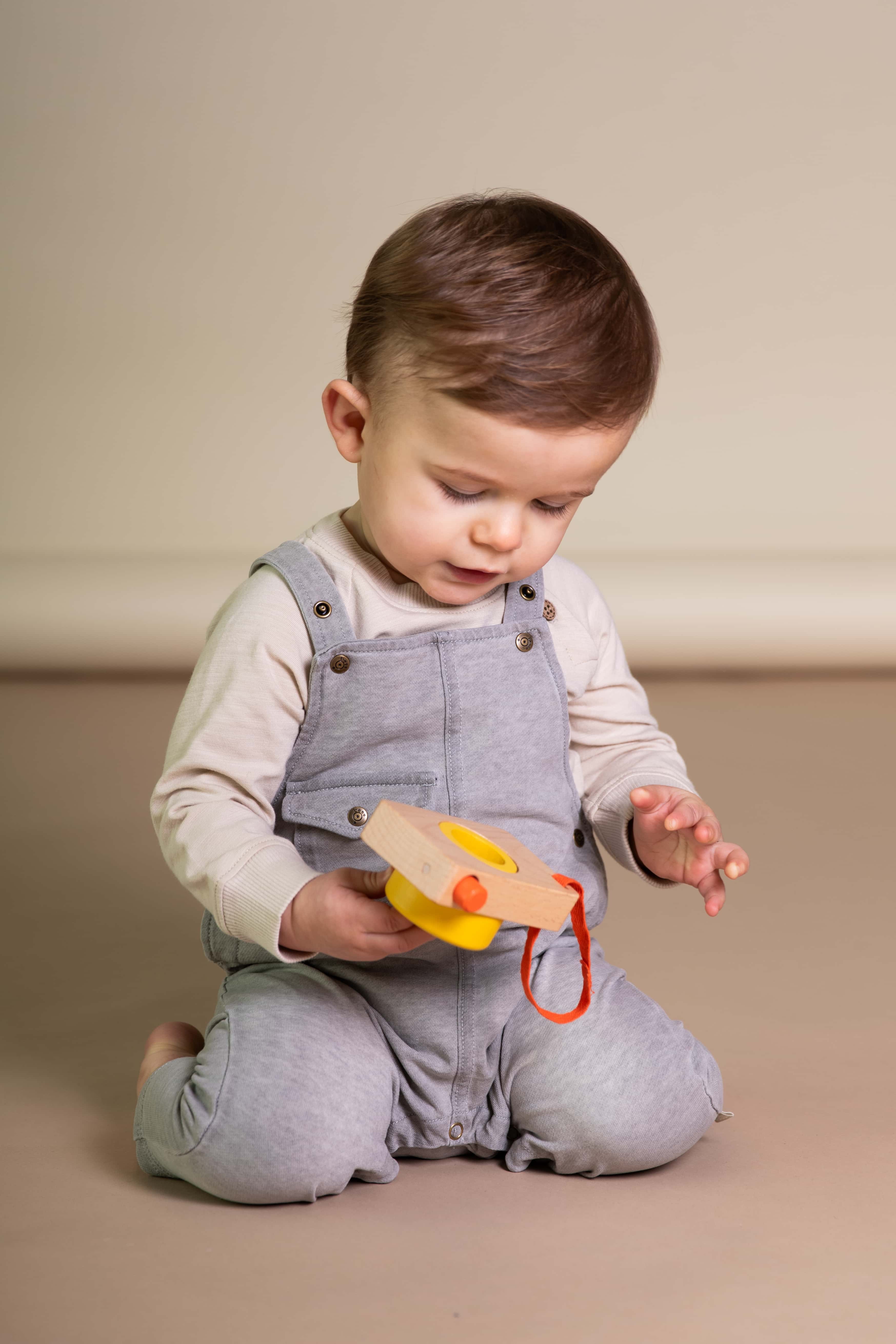 Grijze stonewashed salopette