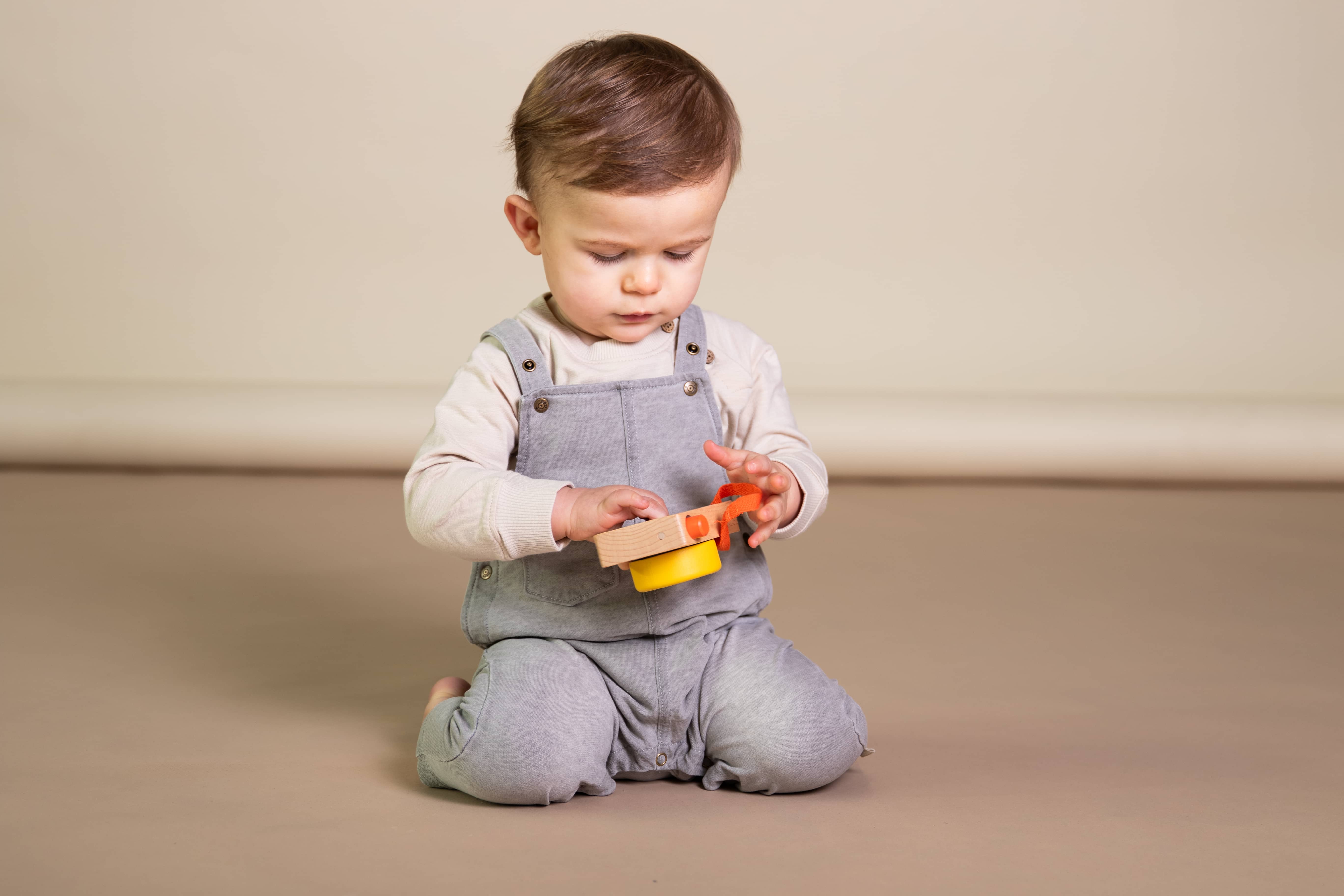 Grijze stonewashed salopette