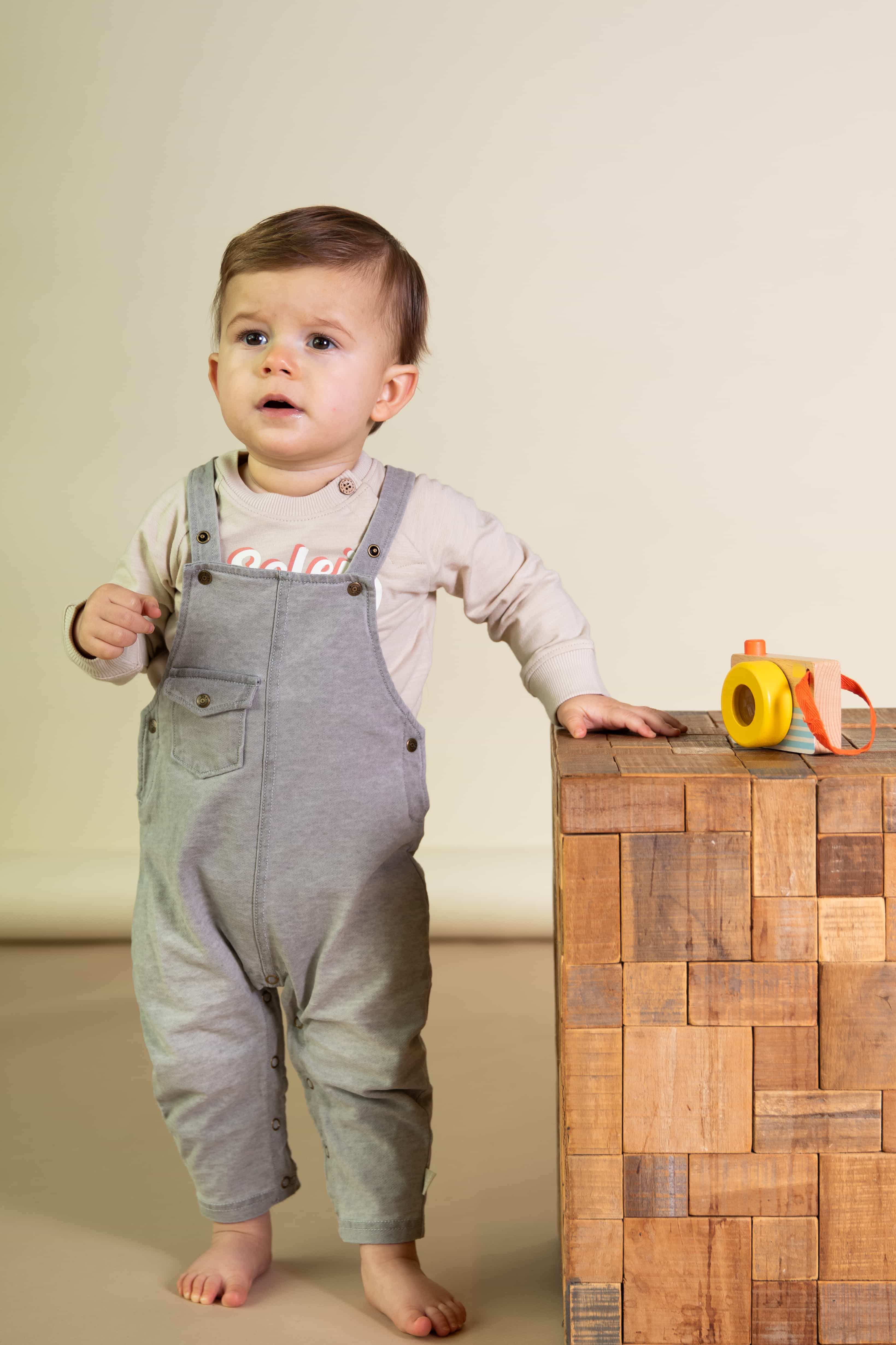 Grijze stonewashed salopette