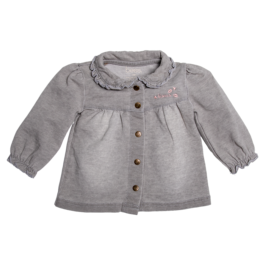 BESS – Grijze Babyjurk met Ruches & Knoopjes