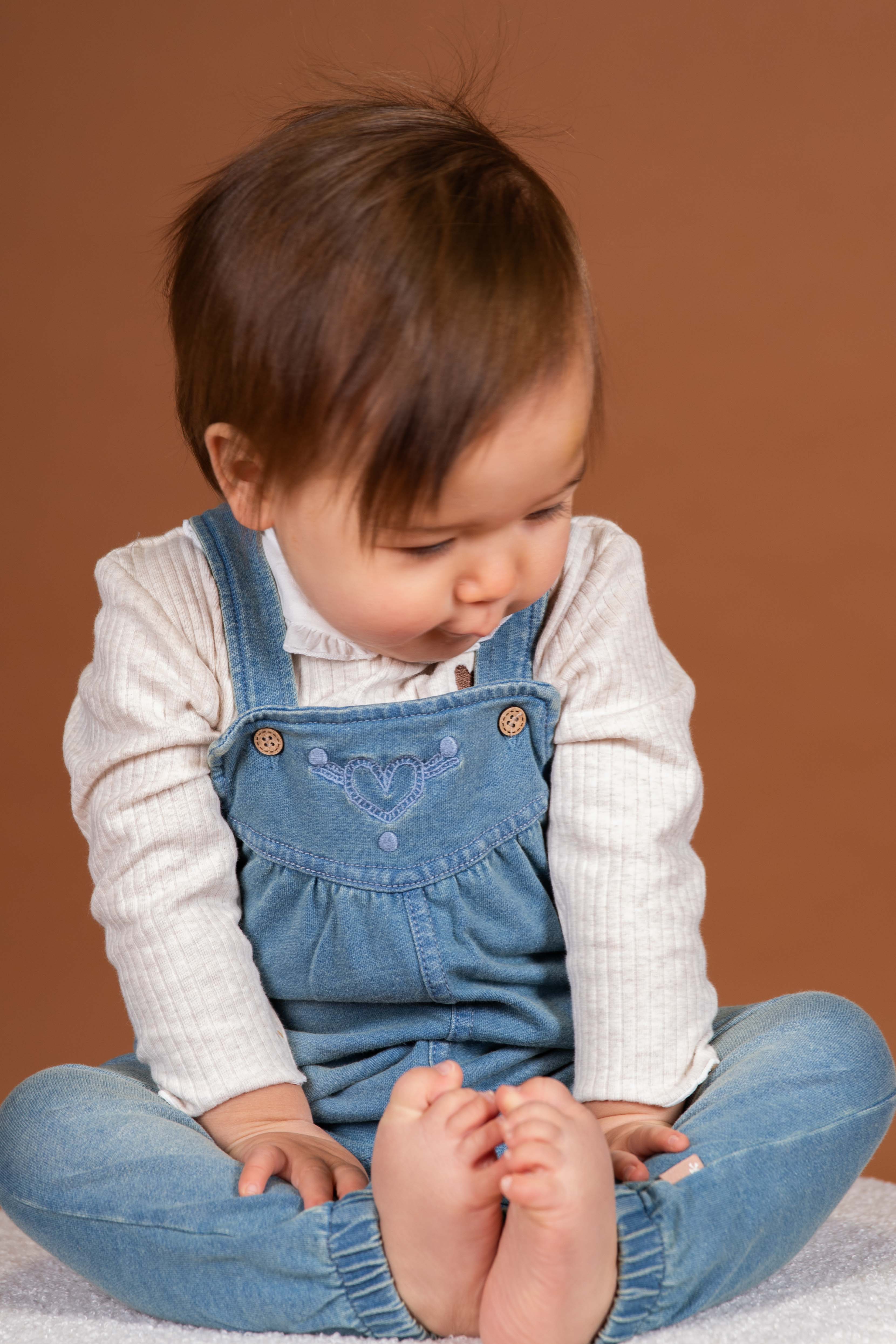 Stoere snow wash jeanssalopette voor meisjes van BESS