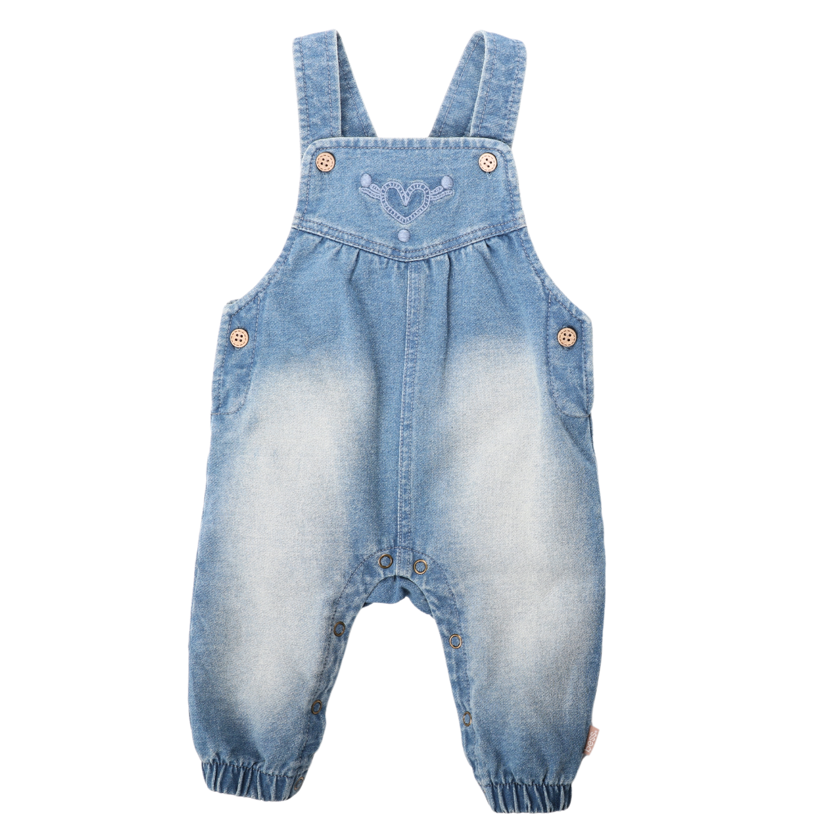 Stoere snow wash jeanssalopette voor meisjes van BESS