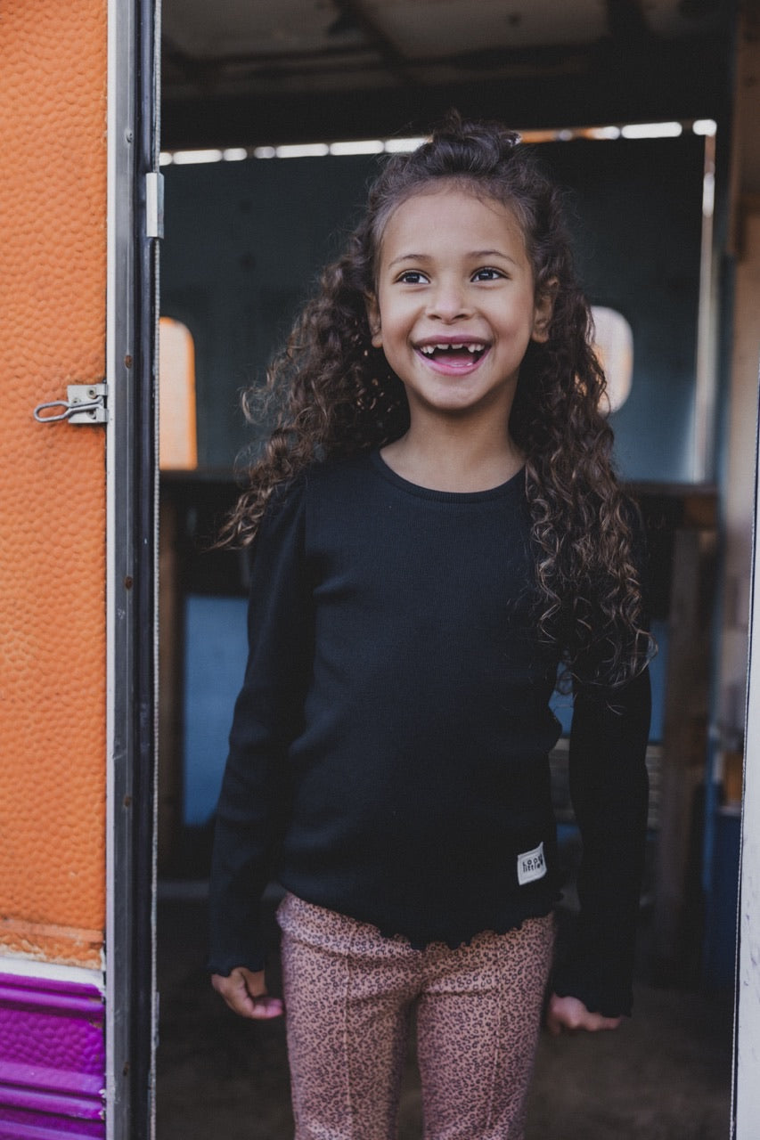 Zwarte katoenen rib jersey truitje van Looxs