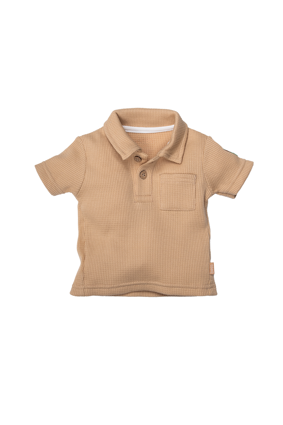 🧸Polo Waffle Wonder – Stijlvol zandkleurig ribtricot