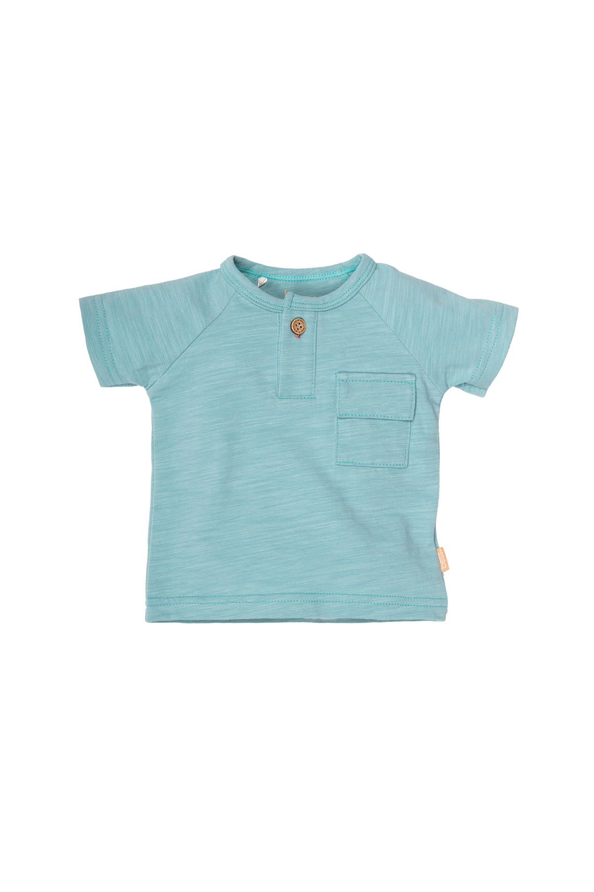 🧢T-shirt Pocket & Play – Zachtblauw met knoopje & zakje