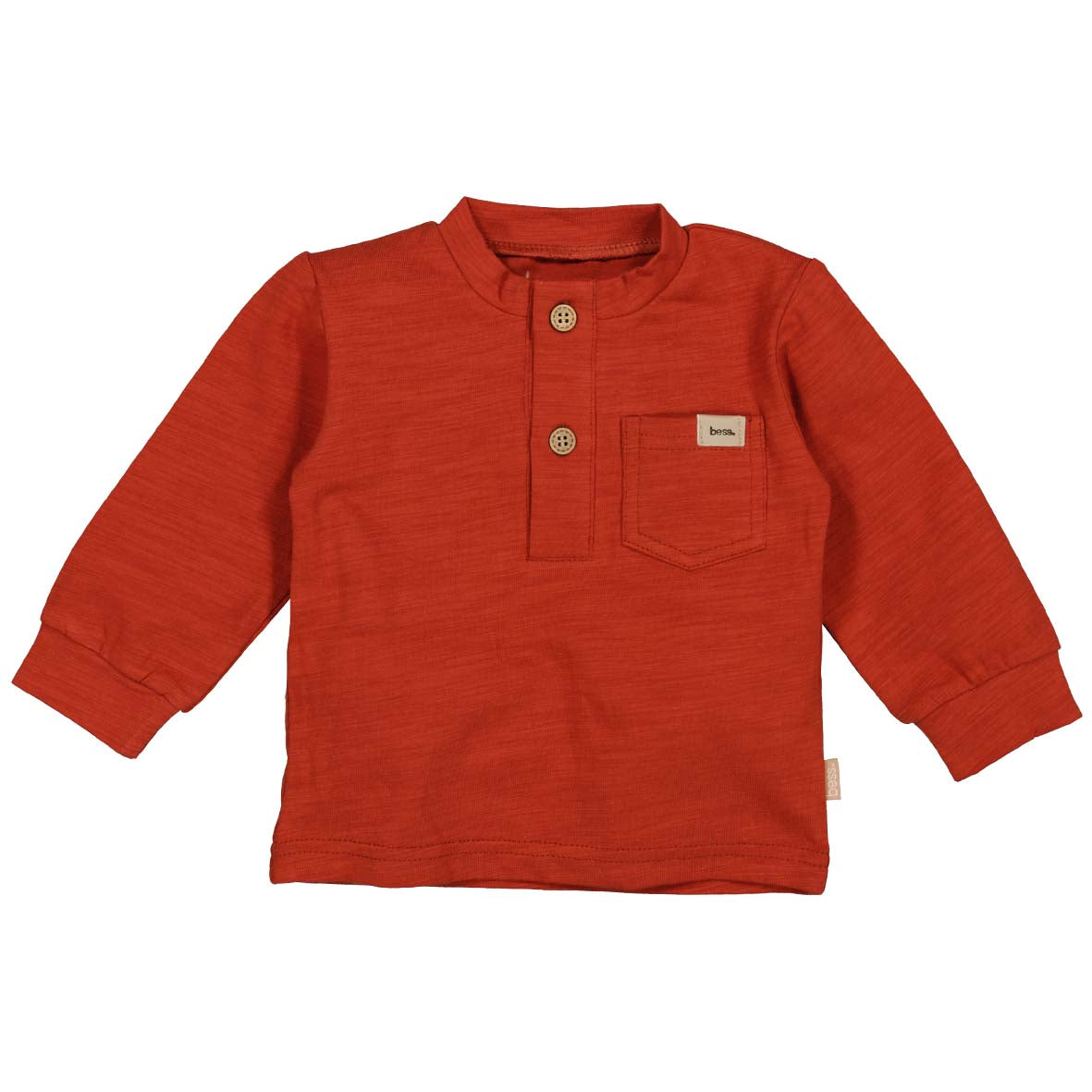🧡 BESS Henley Longsleeve – Rusty Orange