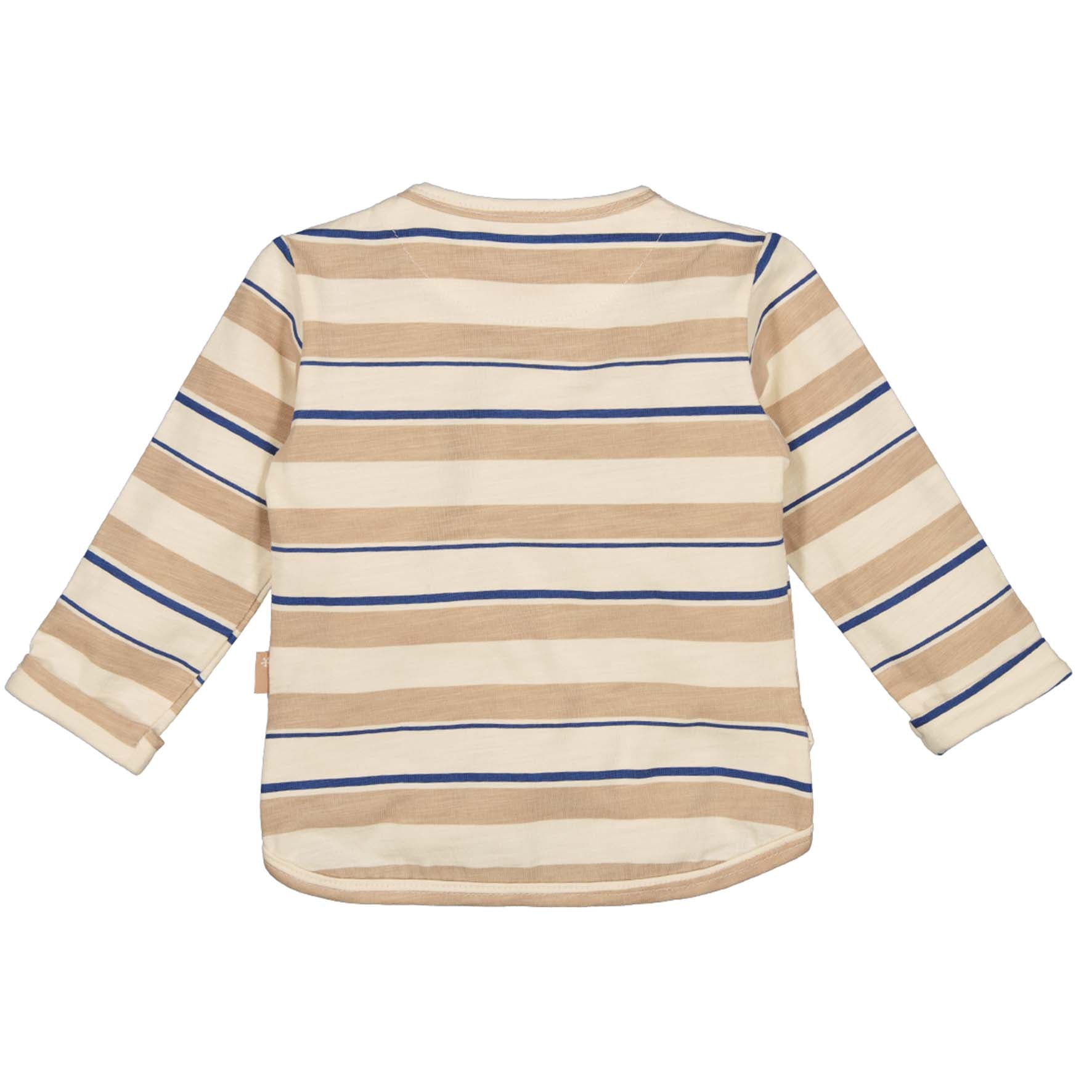 🌟 BESS Gestreepte Longsleeve – Beige & Blauw met B-logo