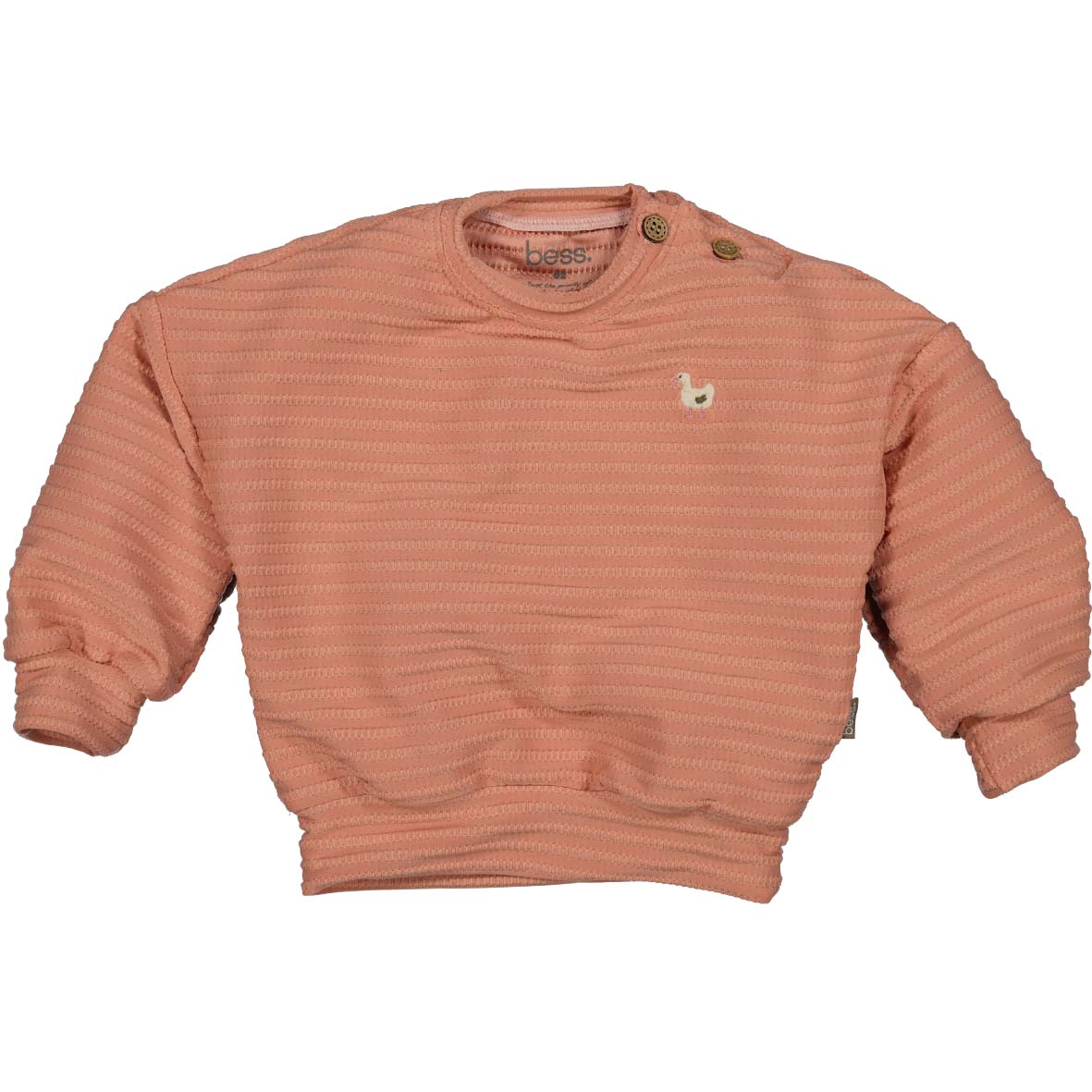 🍑 Zalmroze Sweatshirt met Eend Borduursel – Bess 🍑
