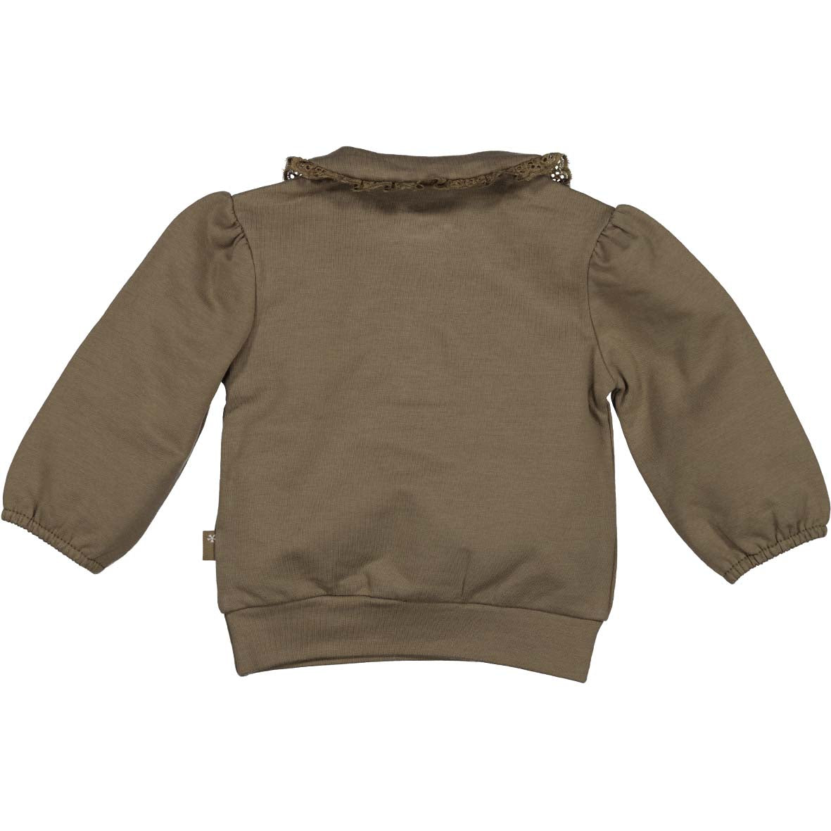 🌸 Taupe Sweatshirt met Kraag en Bloemenborduursel – Bess 🌸