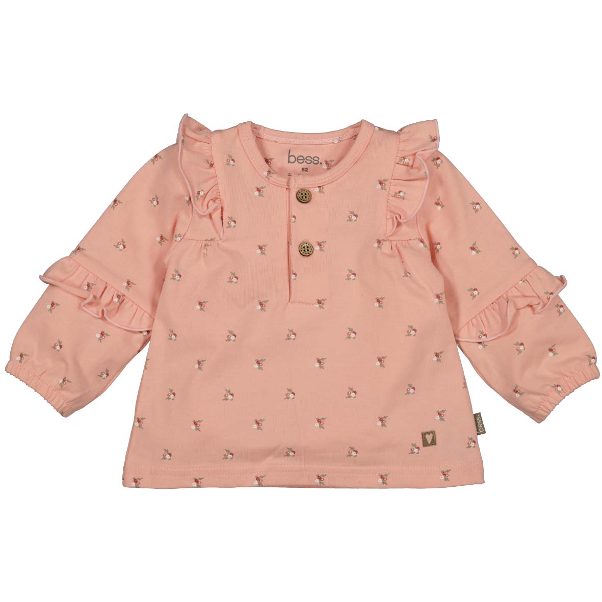🌸 Roze Sweatshirt met Bloemetjes & Ruches – Bess 🌸