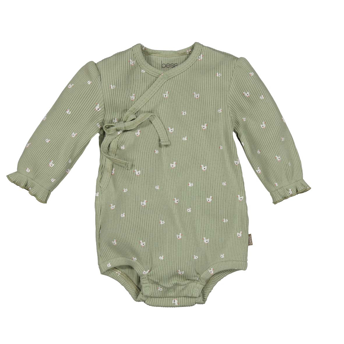 🍃 Groene body met Striksluiting & Print – Bess 🍃