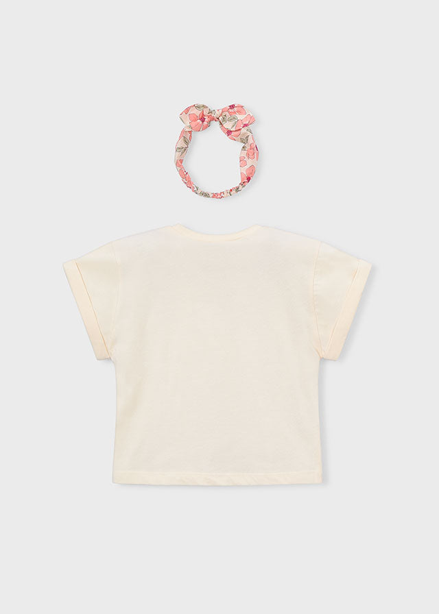 🌸 Boho Beauty T-shirt met Haarband – Zachte Zomerlook voor Kleine Dromers