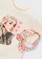 🌸 Boho Beauty T-shirt met Haarband – Zachte Zomerlook voor Kleine Dromers