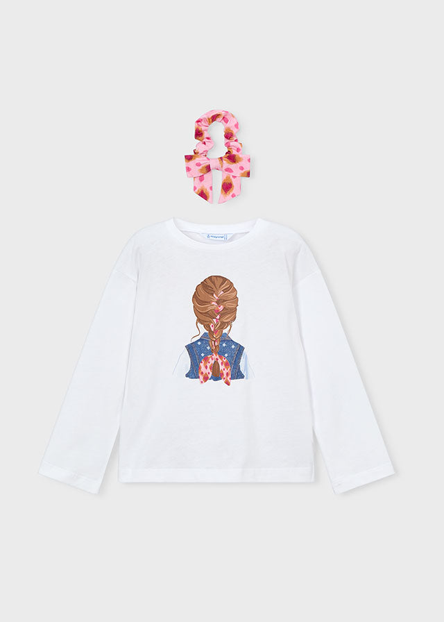 🎀 Longsleeve met Vlechtjesprint + Bijpassende Scrunchie
