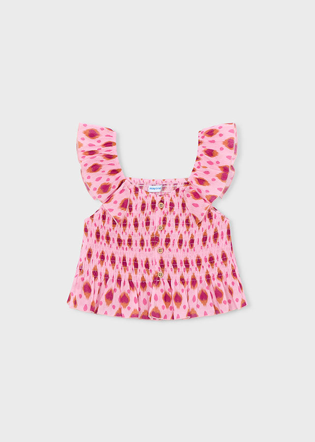 🌸 Roze Smock Top met Ruffles – Summer Sweetness