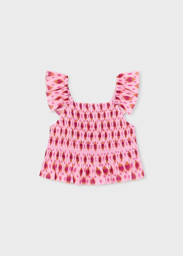 🌸 Roze Smock Top met Ruffles – Summer Sweetness