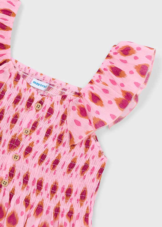 🌸 Roze Smock Top met Ruffles – Summer Sweetness